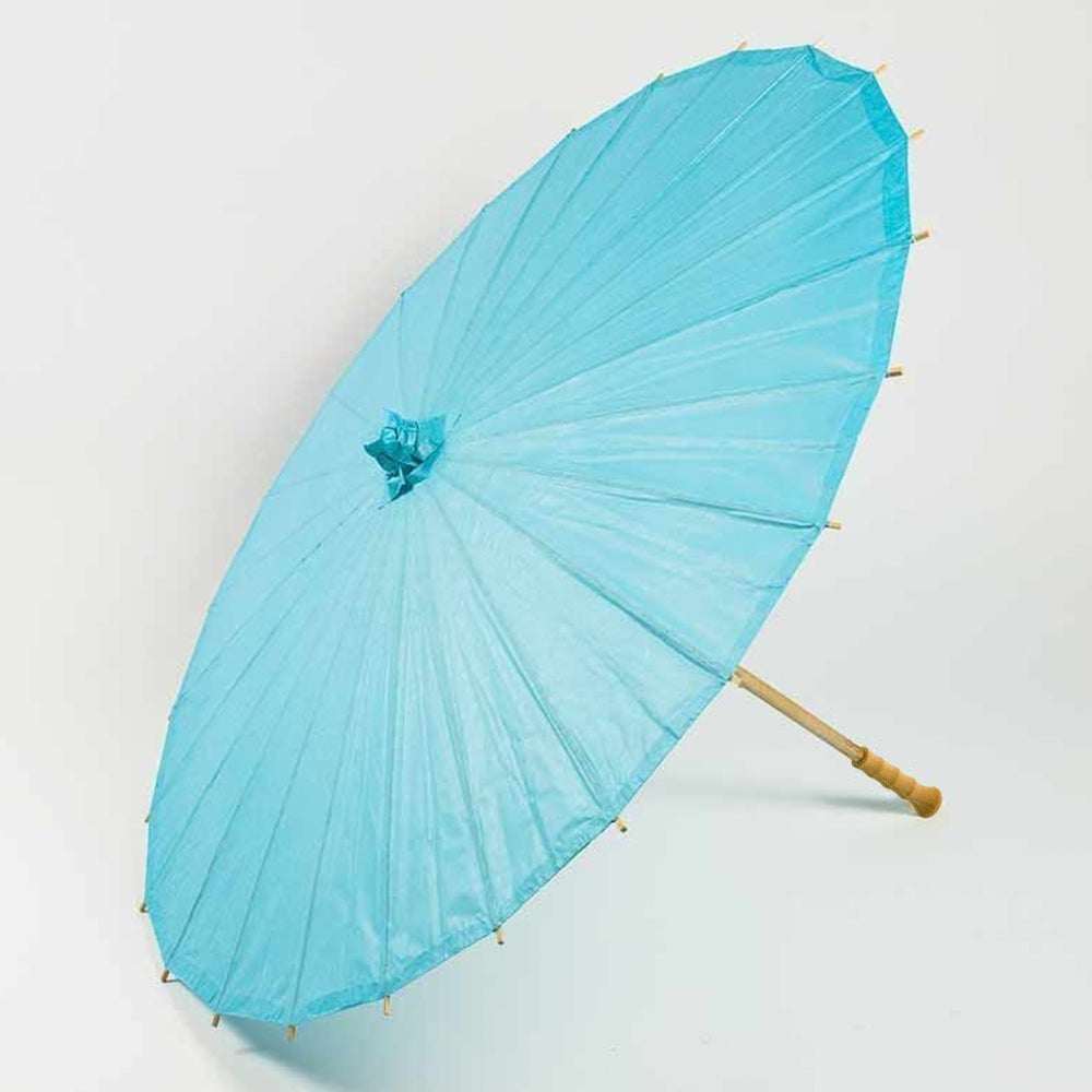 BULK PACK (6) 32" Water Blue Paper Parasol Umbrellas with Elegant Handles