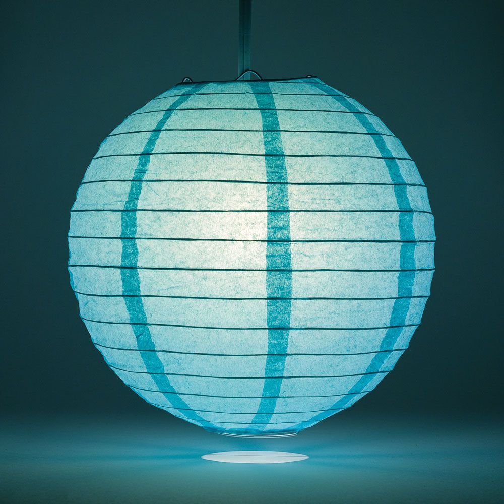 30" Water Blue Jumbo Round Paper Lantern, Even Ribbing, Chinese Hanging Wedding & Party Decoration - PaperLanternStore.com - Paper Lanterns, Decor, Party Lights & More