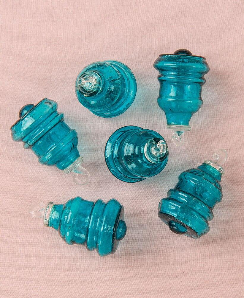 Teal Bella Mini Recycled Glass Ornament, Set of 6 - PaperLanternStore.com - Paper Lanterns, Decor, Party Lights &amp; More