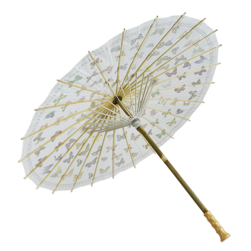 32&quot; Butterflies Parasol Umbrella, Premium Nylon with Elegant Handle