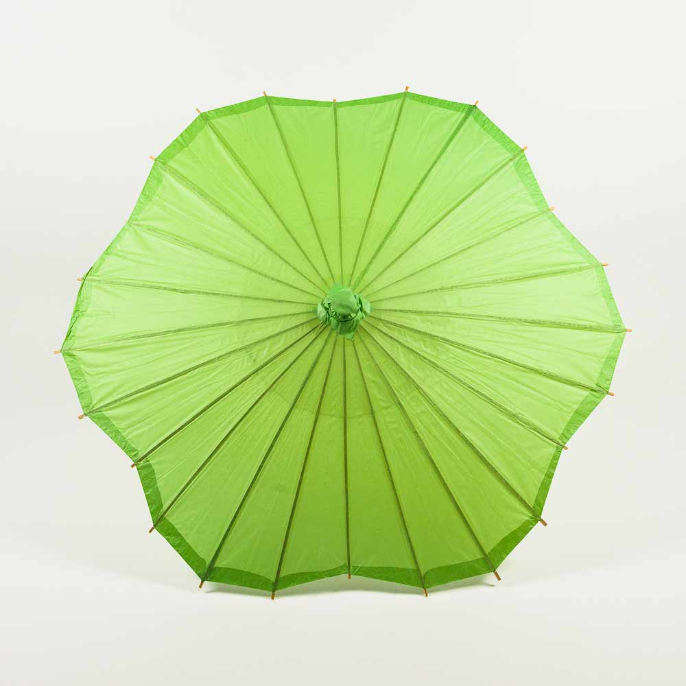 BULK PACK (10-PACK) 32" Grass Greenery Paper Parasol Umbrella, Scallop Blossom Shaped with Elegant Handle