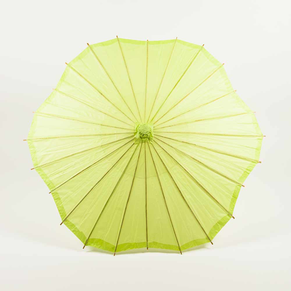 BULK PACK (10-PACK) 32" Light Lime Paper Parasol Umbrella, Scallop Blossom Shaped with Elegant Handle