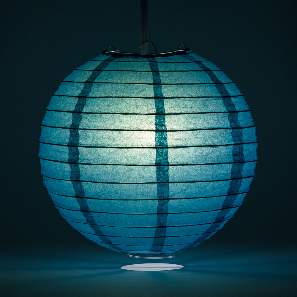 36" Tahiti Teal Jumbo Round Paper Lantern, Even Ribbing, Chinese Hanging Wedding & Party Decoration - PaperLanternStore.com - Paper Lanterns, Decor, Party Lights & More