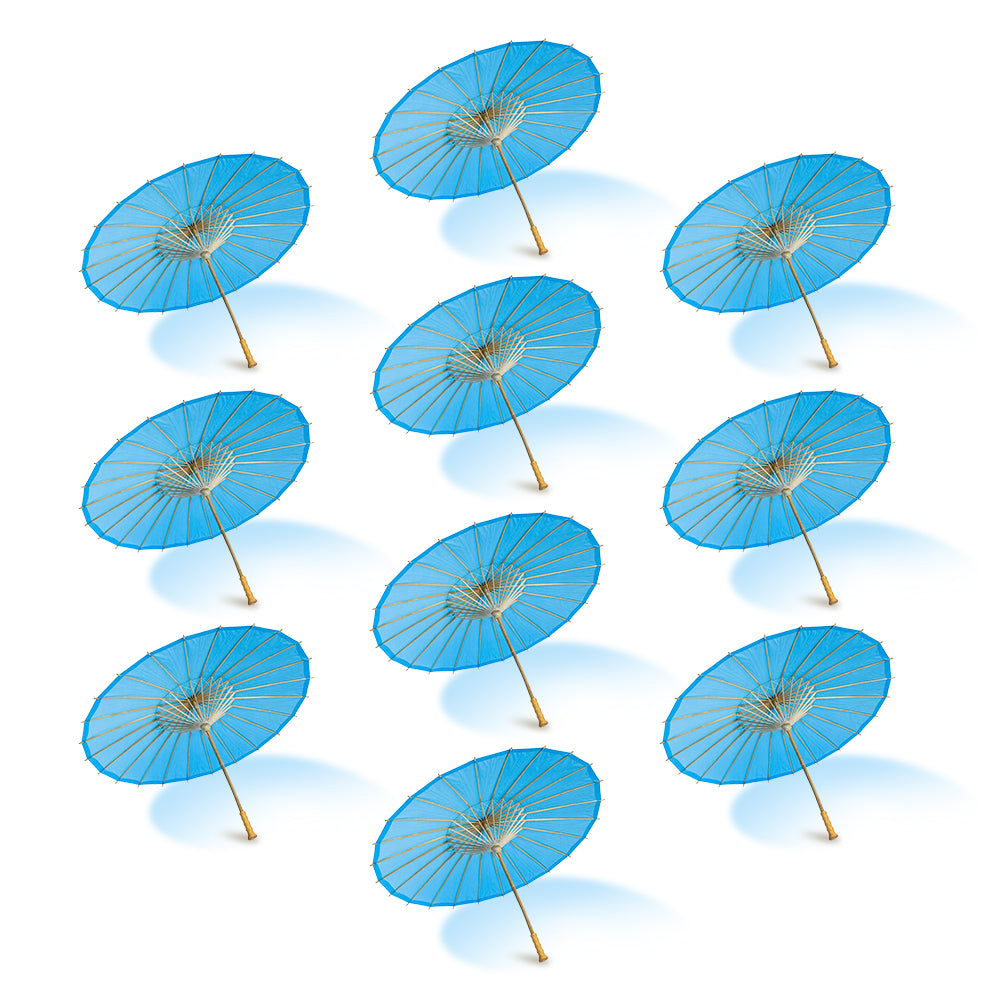 BULK PACK (10-Pack) 32" Turquoise Paper Parasol Umbrella with Elegant Handle