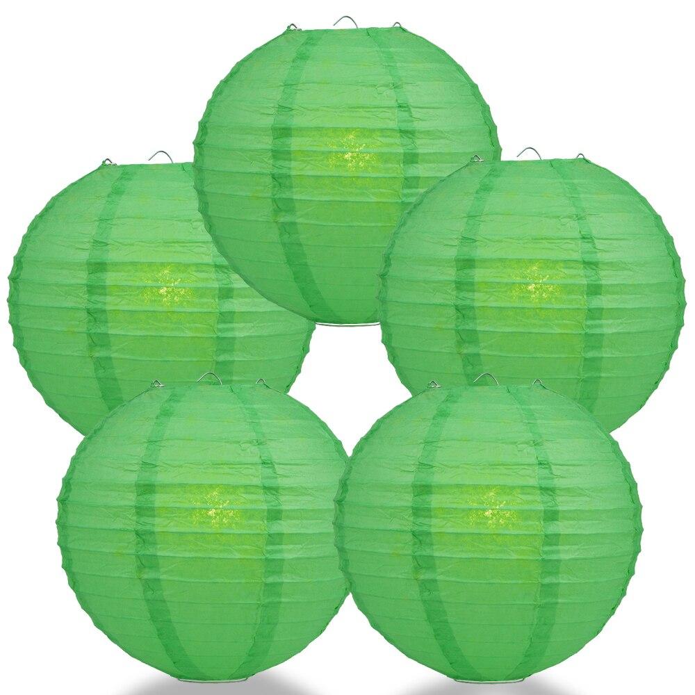 BULK PACK (5) 16" Emerald Green Round Paper Lantern, Even Ribbing, Chinese Hanging Wedding & Party Decoration - PaperLanternStore.com - Paper Lanterns, Decor, Party Lights & More