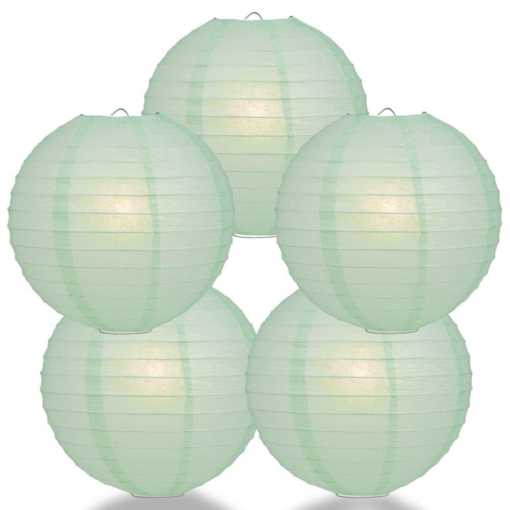 BULK PACK (5) 20" Cool Mint Green Round Paper Lantern, Even Ribbing, Chinese Hanging Wedding & Party Decoration - PaperLanternStore.com - Paper Lanterns, Decor, Party Lights & More