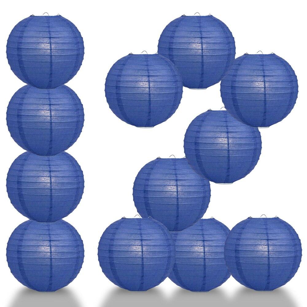 BULK PACK (12) 20" Dark Blue Round Paper Lantern, Even Ribbing, Chinese Hanging Wedding & Party Decoration - PaperLanternStore.com - Paper Lanterns, Decor, Party Lights & More