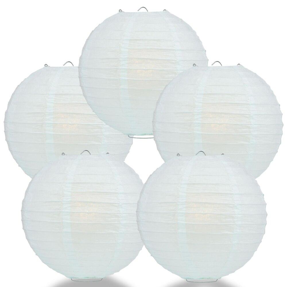 BULK PACK (5) 14" Arctic Spa Blue Round Paper Lantern, Even Ribbing, Chinese Hanging Wedding & Party Decoration - PaperLanternStore.com - Paper Lanterns, Decor, Party Lights & More