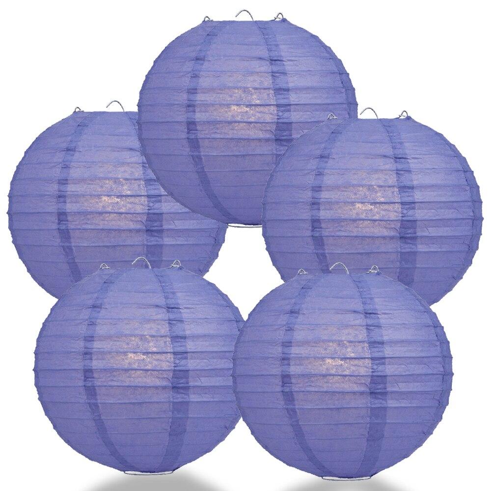 BULK PACK (5) 10" Astra Blue / Very Periwinkle Round Paper Lantern, Even Ribbing, Chinese Hanging Wedding & Party Decoration - PaperLanternStore.com - Paper Lanterns, Decor, Party Lights & More