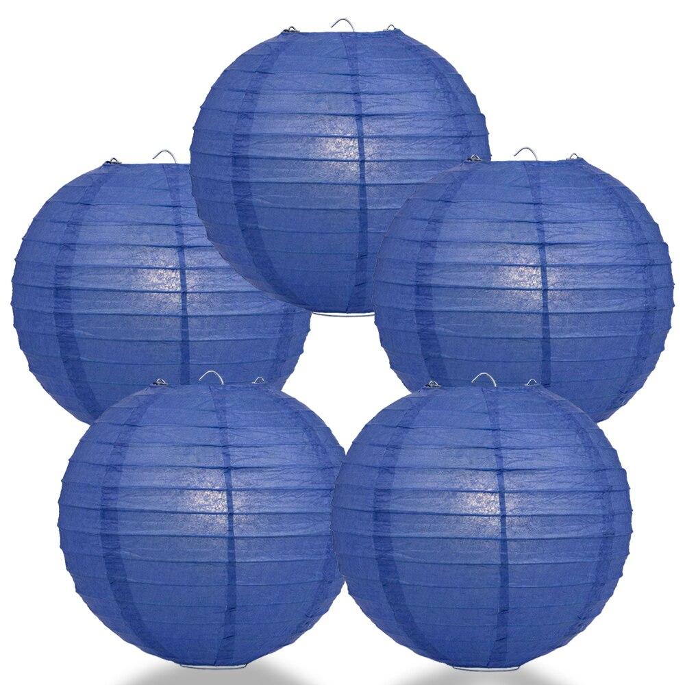 BULK PACK (5) 6&quot; Dark Blue Round Paper Lantern, Even Ribbing, Chinese Hanging Wedding &amp; Party Decoration - PaperLanternStore.com - Paper Lanterns, Decor, Party Lights &amp; More