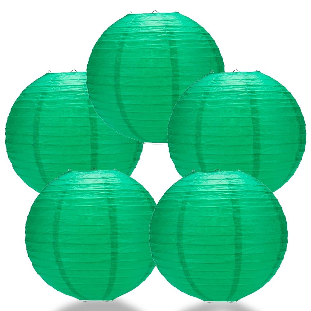 BULK PACK (5) 6" Arcadia Teal Round Paper Lantern, Even Ribbing, Hanging Decoration - PaperLanternStore.com - Paper Lanterns, Decor, Party Lights & More