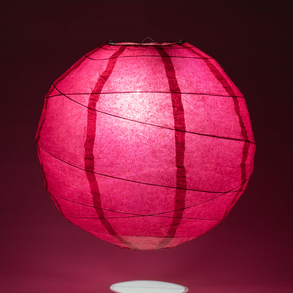 8" Velvet Red Round Paper Lantern, Crisscross Ribbing, Chinese Hanging Wedding & Party Decoration - PaperLanternStore.com - Paper Lanterns, Decor, Party Lights & More