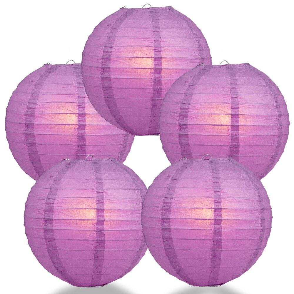 BULK PACK (5) 36&quot; Violet / Orchid Jumbo Round Paper Lantern, Even Ribbing, Chinese Hanging Wedding &amp; Party Decoration - PaperLanternStore.com - Paper Lanterns, Decor, Party Lights &amp; More