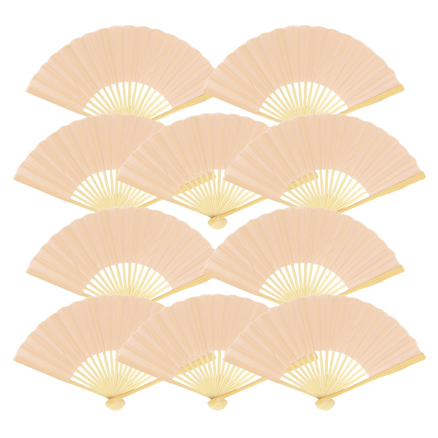 9 Inch White Paper Hand Fans for Weddings, Premium Paper Stock (10 Pack) -  Luna Bazaar