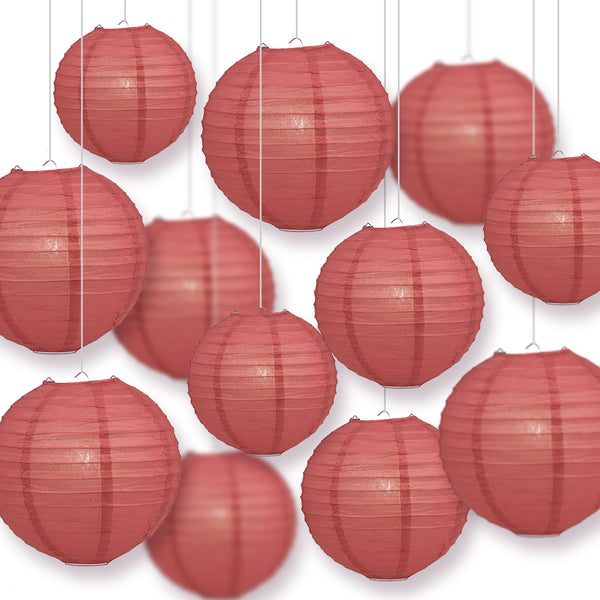 12-PC Marsala / Burgundy Wine Paper Lantern Assorted Combo Set, 12/10/8 ...