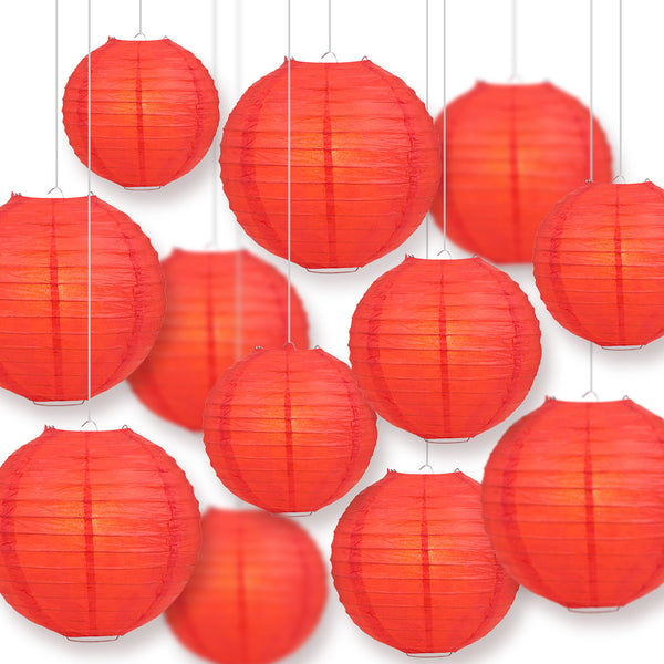 12-PC Red Paper Lantern Assorted Combo Set, 12/10/8 inch ...