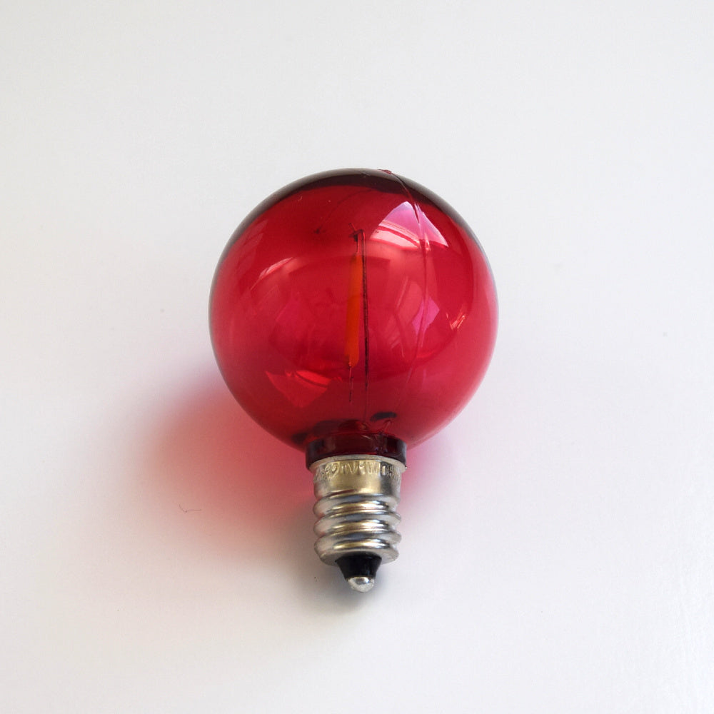 Red LED Filament G40 Globe Shatterproof Energy Saving Color Light Bulb, Dimmable, 1W,  E12 Candelabra Base