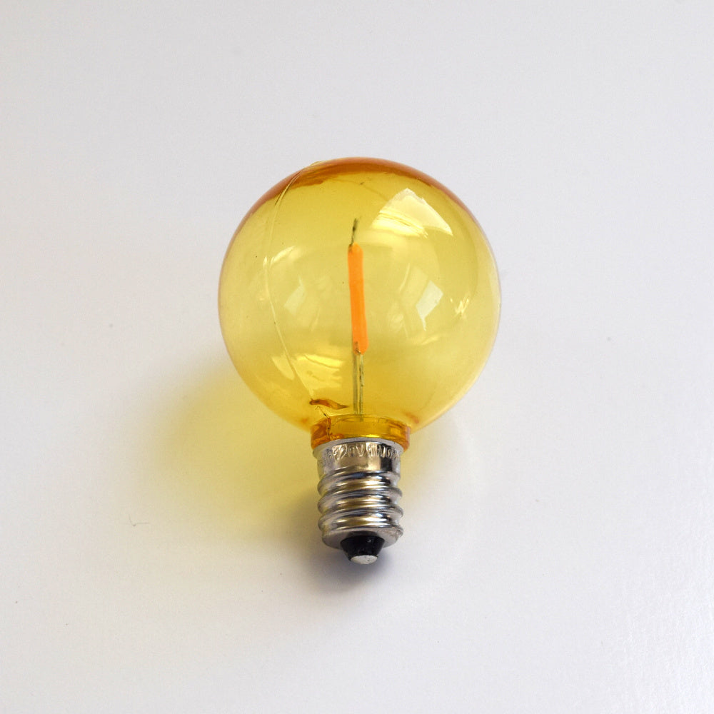 Yellow LED Filament G40 Globe Shatterproof Energy Saving Color Light Bulb, Dimmable, 1W,  E12 Candelabra Base