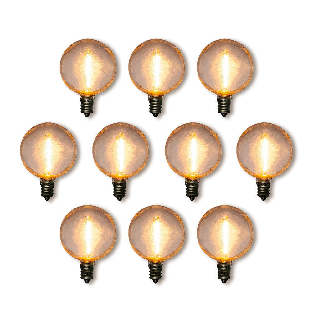 10-Pack LED Filament G50 Globe Shatterproof Light Bulb, Dimmable, 1W,  E12 Candelabra Base