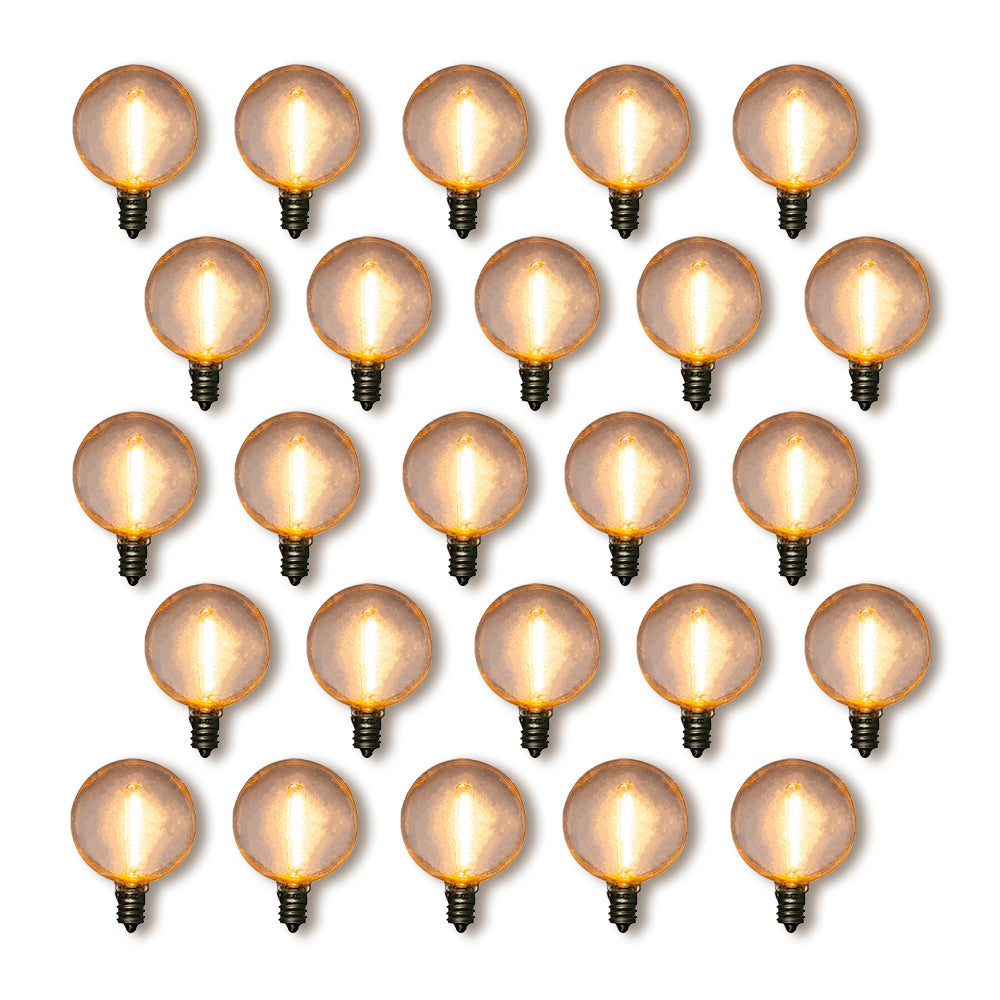 25-Pack LED Filament G50 Globe Shatterproof Light Bulb, Dimmable, 1W,  E12 Candelabra Base