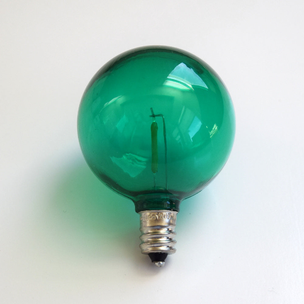 Green LED Filament G50 Globe Shatterproof Energy Saving Color Light Bulb, Dimmable, 1W,  E12 Candelabra Base