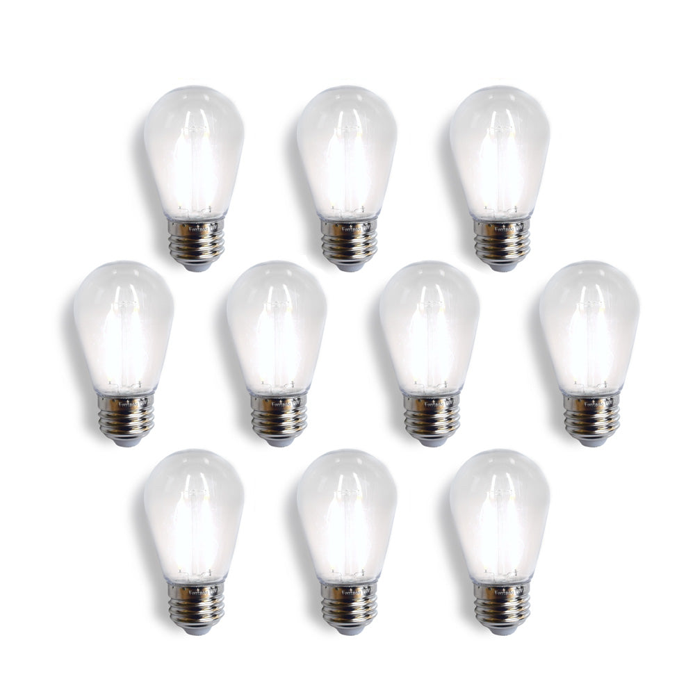 10-Pack Cool White LED Filament S14 Shatterproof Light Bulb, Dimmable, 2W,  E26 Medium Base