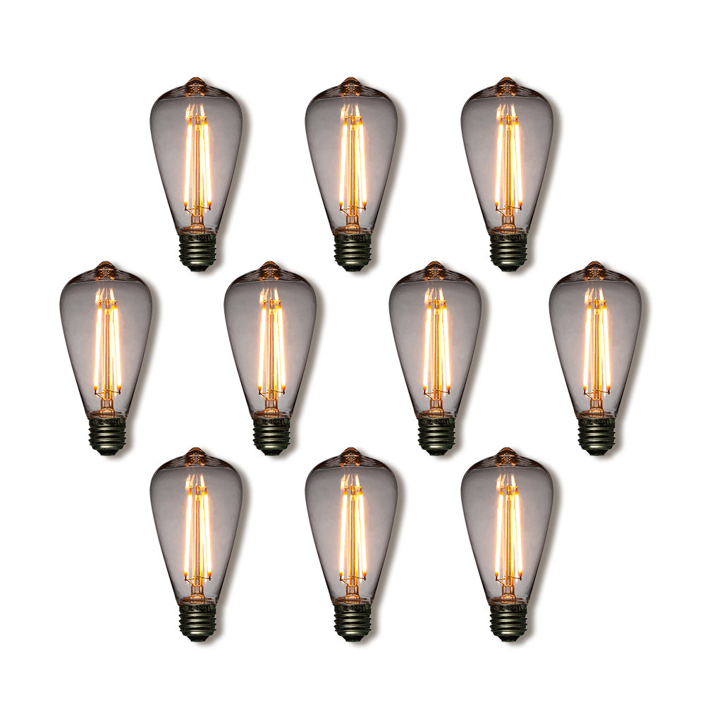 10-Pack LED Filament ST64 Shatterproof Light Bulb, Dimmable, 2W,  E26 Medium Base