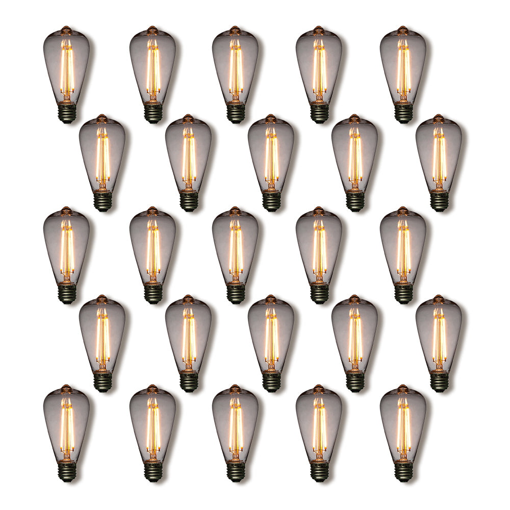 25-Pack LED Filament ST64 Shatterproof Light Bulb, Dimmable, 2W,  E26 Medium Base