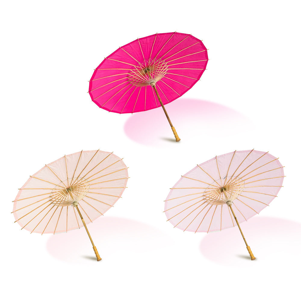 Pretty-in-Pink Variety Set of 3 Paper Parasols for Weddings, Baby Showers and Décor