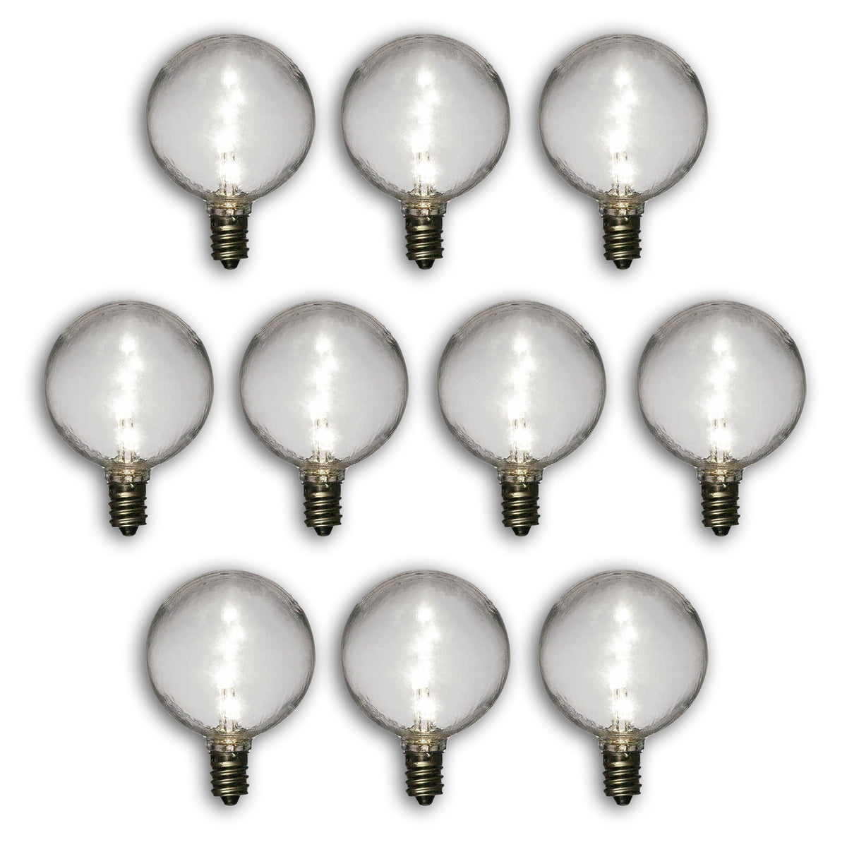 10-PACK White .5-Watt LED G40 Globe Light Bulb, Shatterproof, E12 Candelabra Base