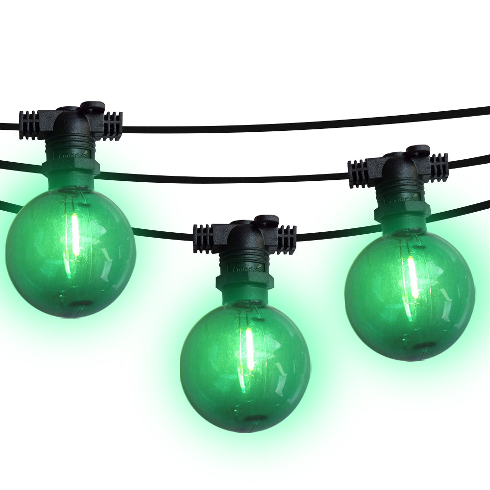 25 Socket Suspended Outdoor Commercial String Light retailer Set, Globe Bulbs, 29 FT Black Cord w/ E12 C7 Base, Weatherproof