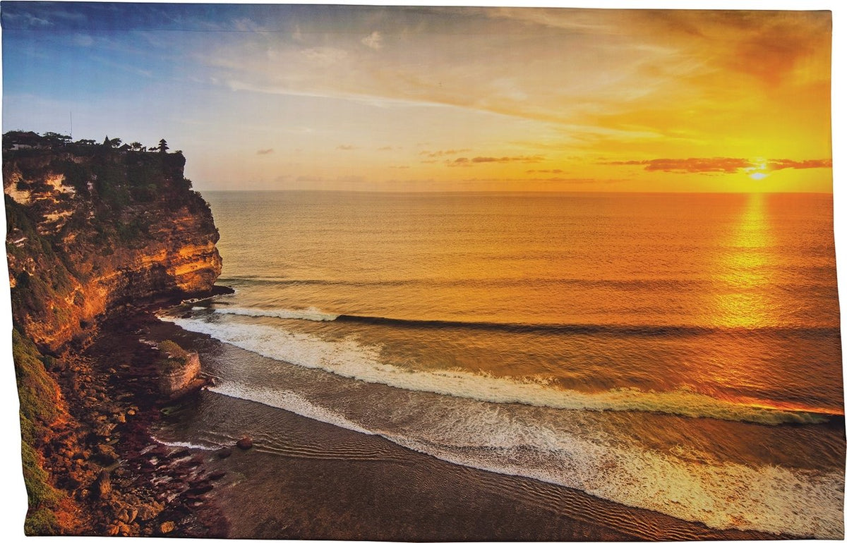 BLOWOUT Uluwatu Bali Sunset Photo Tapestry - (Medium, 7.5 X 4.8 Feet, 100% Cotton, Fair Trade Certified) - PaperLanternStore.com - Paper Lanterns, Decor, Party Lights &amp; More