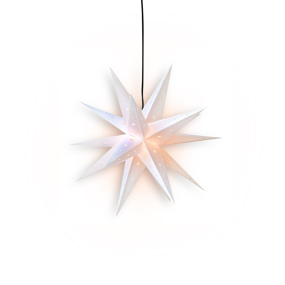 LANTERN + CORD + BULB | 16&quot; White Moravian Weatherproof Star Lantern Lamp, Multi-Point Hanging Decoration - PaperLanternStore.com - Paper Lanterns, Decor, Party Lights &amp; More