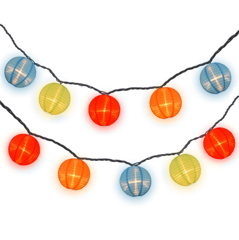 Multi colored lantern store string lights