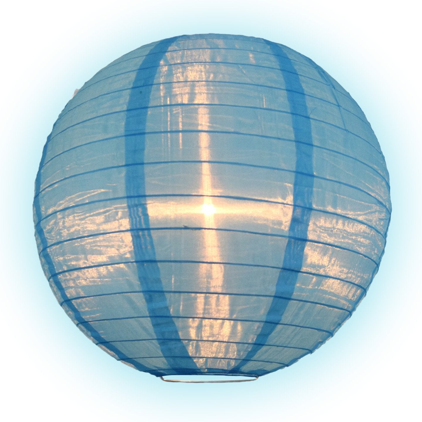 36" Baby Blue Jumbo Shimmering Nylon Lantern, Even Ribbing, Durable, Dry Outdoor Hanging Decoration - PaperLanternStore.com - Paper Lanterns, Decor, Party Lights & More