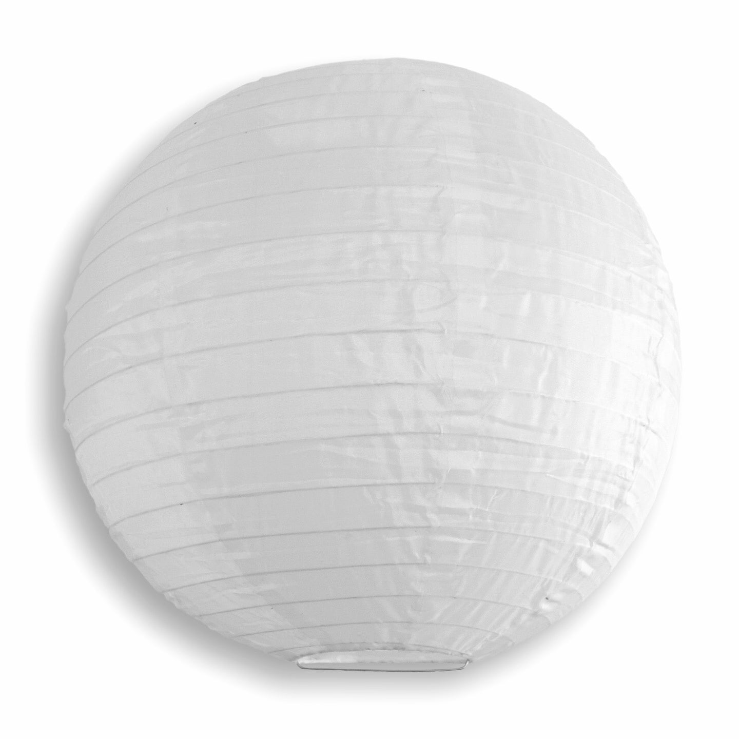 36 Inch White Jumbo Round Paper Lantern, Even Ribbing, Hanging