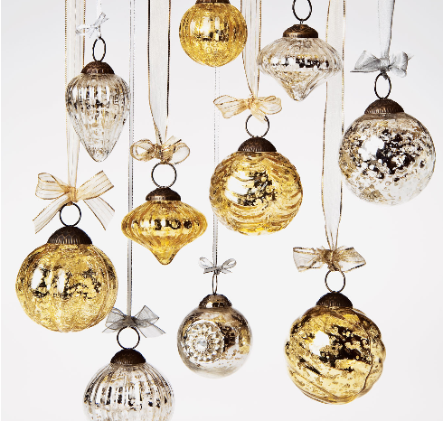 Mercury Glass Small Ornaments (2 to 2.25-inch, Silver, Tania Design, Single) - PaperLanternStore.com - Paper Lanterns, Decor, Party Lights &amp; More