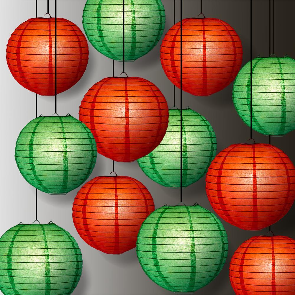 24 Packs Paper Lanterns Set, Includes 12 Packs 12/10/8/6/4 Inch New Year  Lanterns Round Paper Lamps and 12 Packs LED Lantern Lights for Christmas  New