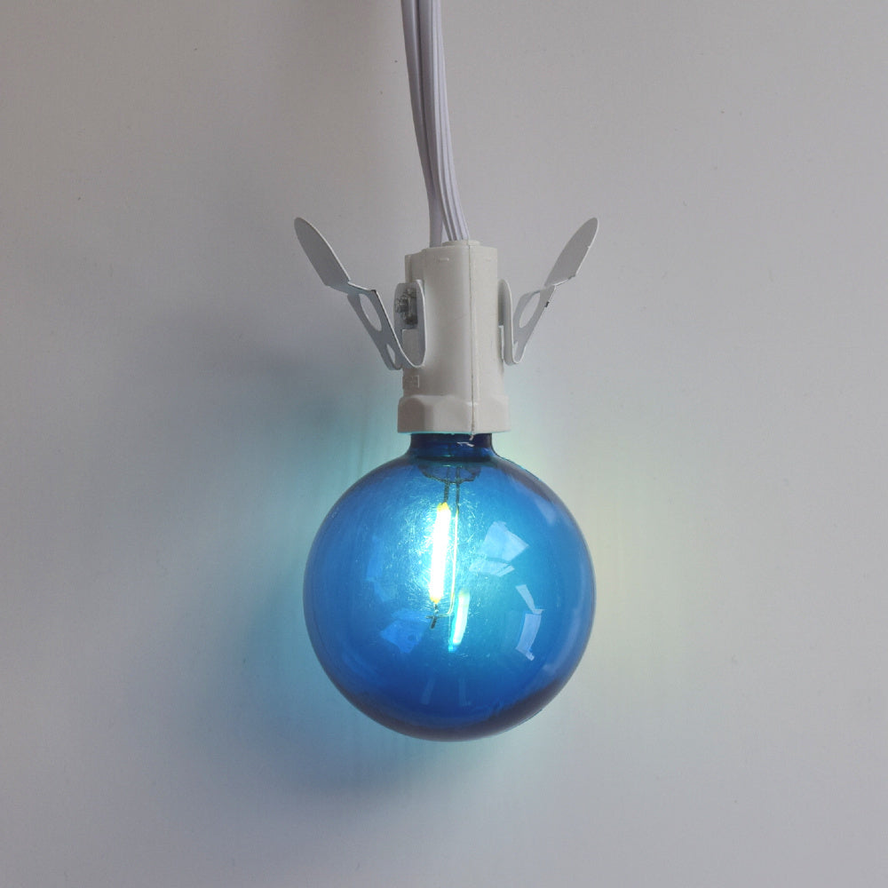 Blue LED Filament G50 Globe Shatterproof Energy Saving Color Light Bulb, Dimmable, 1W,  E12 Candelabra Base