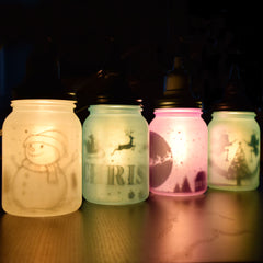 Decorative Christmas Holiday Frosted Mason Jar Luminaries Lantern Set  (Battery Operated, 4 PACK) from PaperLanternStore -  -  Paper Lanterns, Decor, Party Lights & More