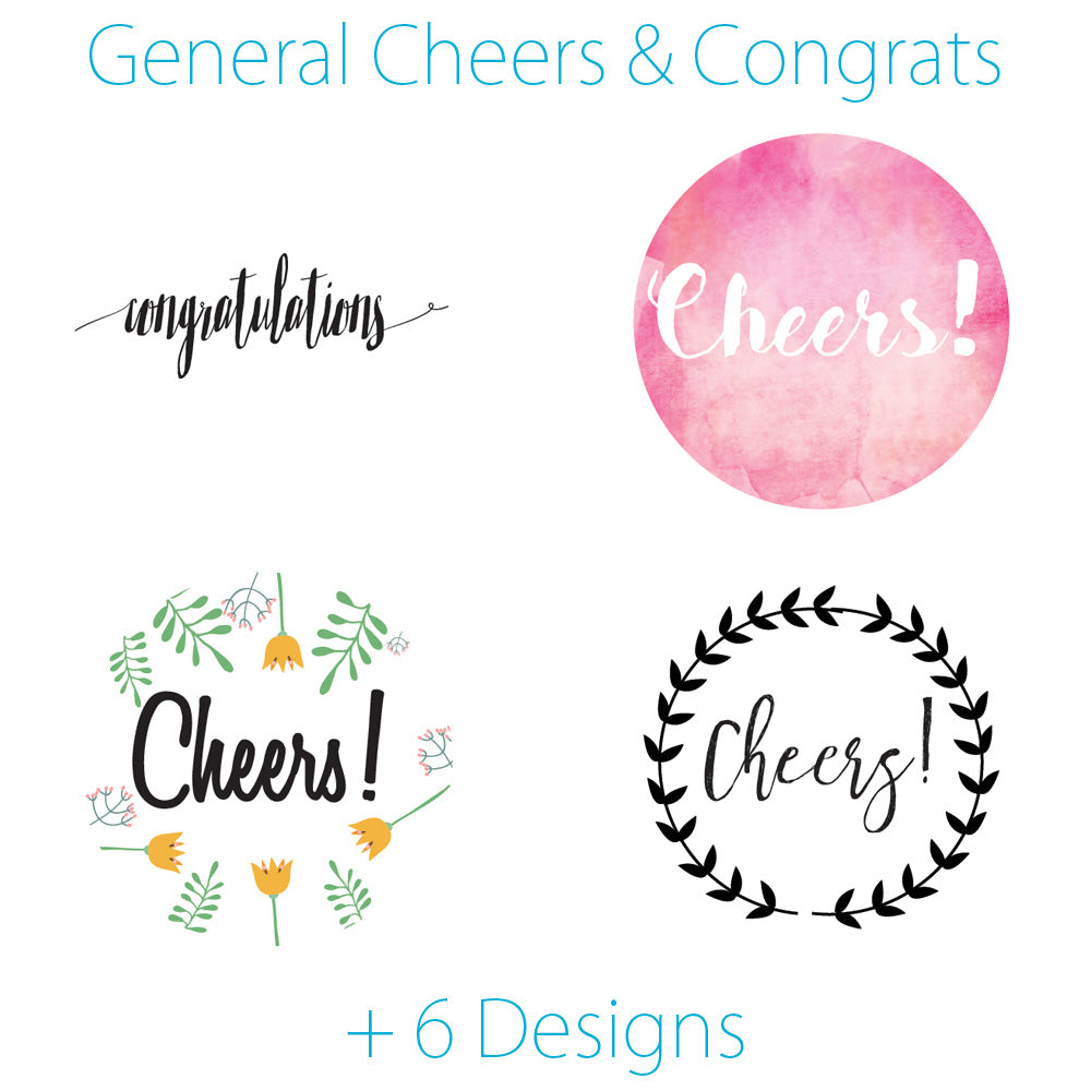 2.5 Inch Congratulations Themed Circle Label Stickers for Party Favors & Invitations (Pre-Set Designed, 24 Labels) - PaperLanternStore.com - Paper Lanterns, Decor, Party Lights & More