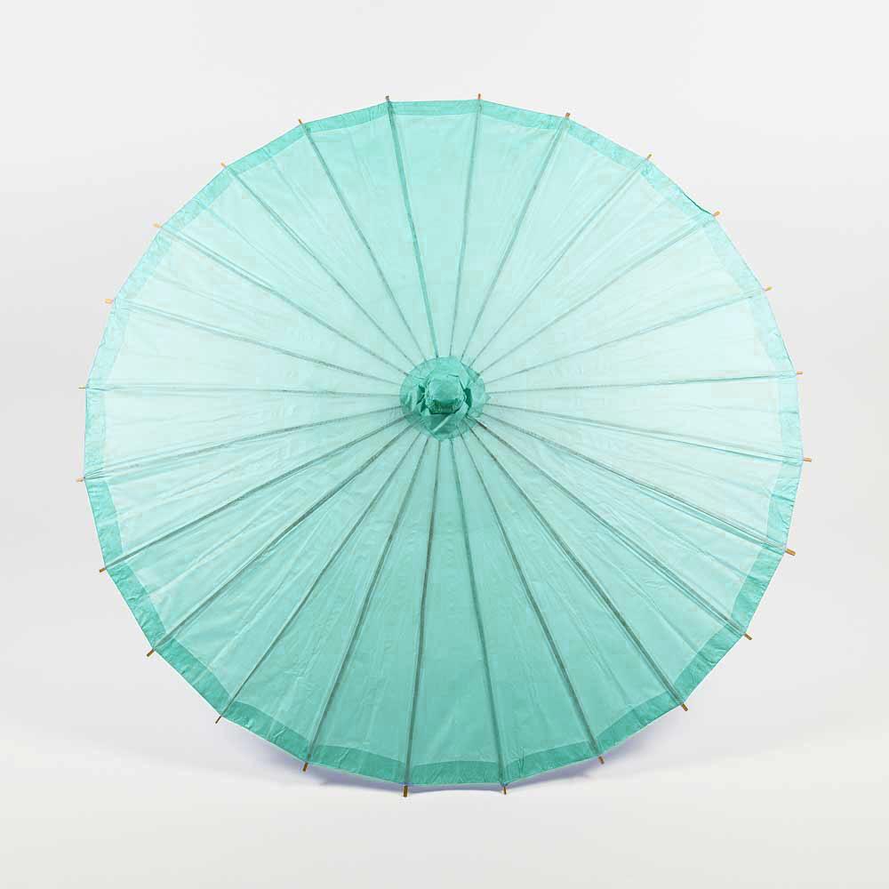 BULK PACK (10-Pack) 32" Cool Mint Green Paper Parasol Umbrella with Elegant Handle