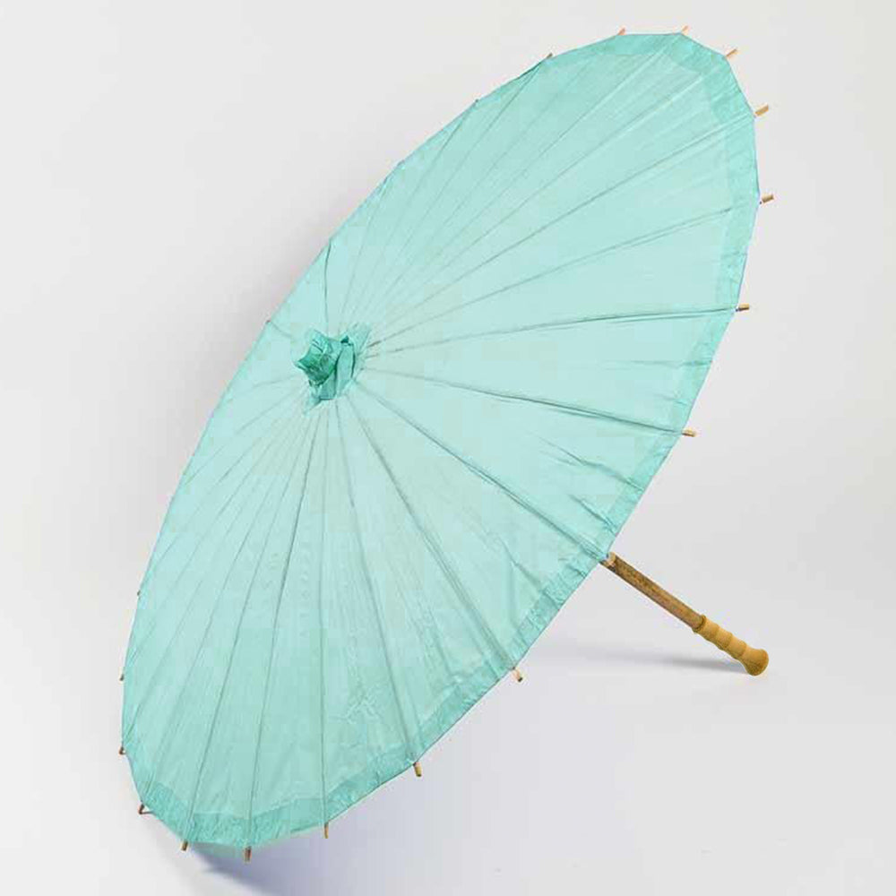 BULK PACK (6-Pack) 32" Cool Mint Green Paper Parasol Umbrella with Elegant Handle