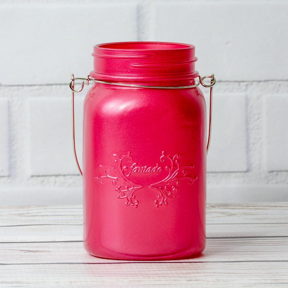 BLOWOUT (6-Pack) Fantado Regular Mouth Frosted Fuchsia / Hot Pink Color Mason Jar w/ Handle, 16oz / 1 Pint - PaperLanternStore.com - Paper Lanterns, Decor, Party Lights & More