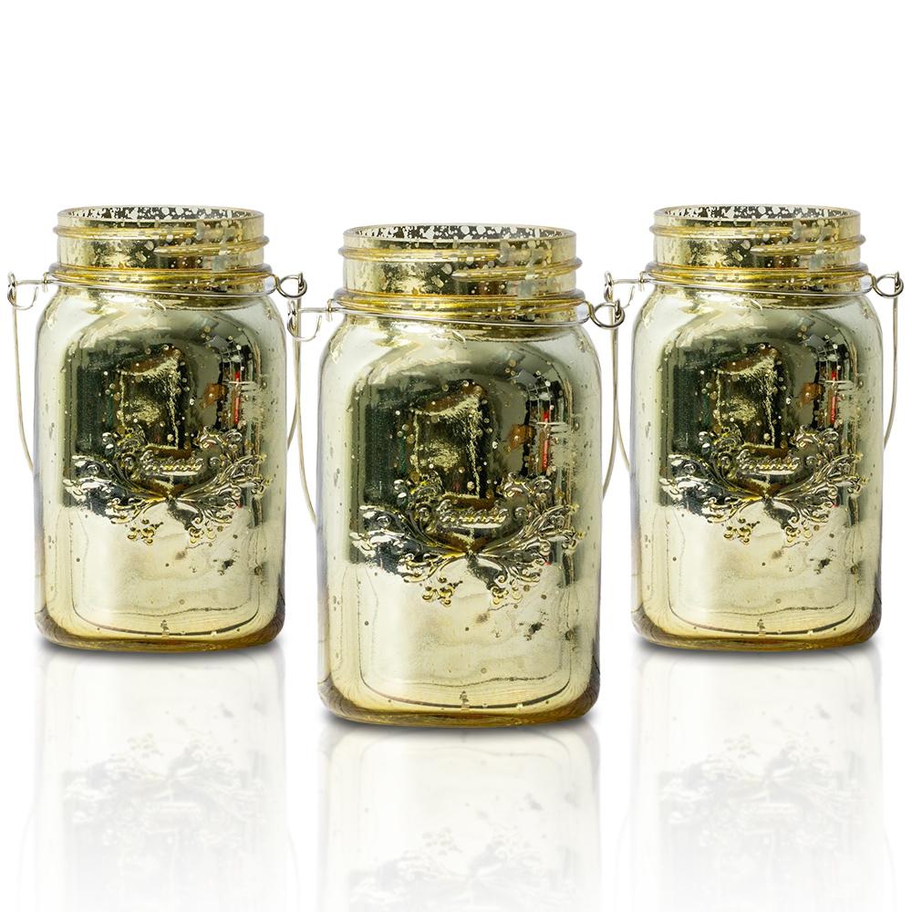 12 Oz Globe Glass Jar With Gold Metal Lid 6 Pcs Storage and Organization 