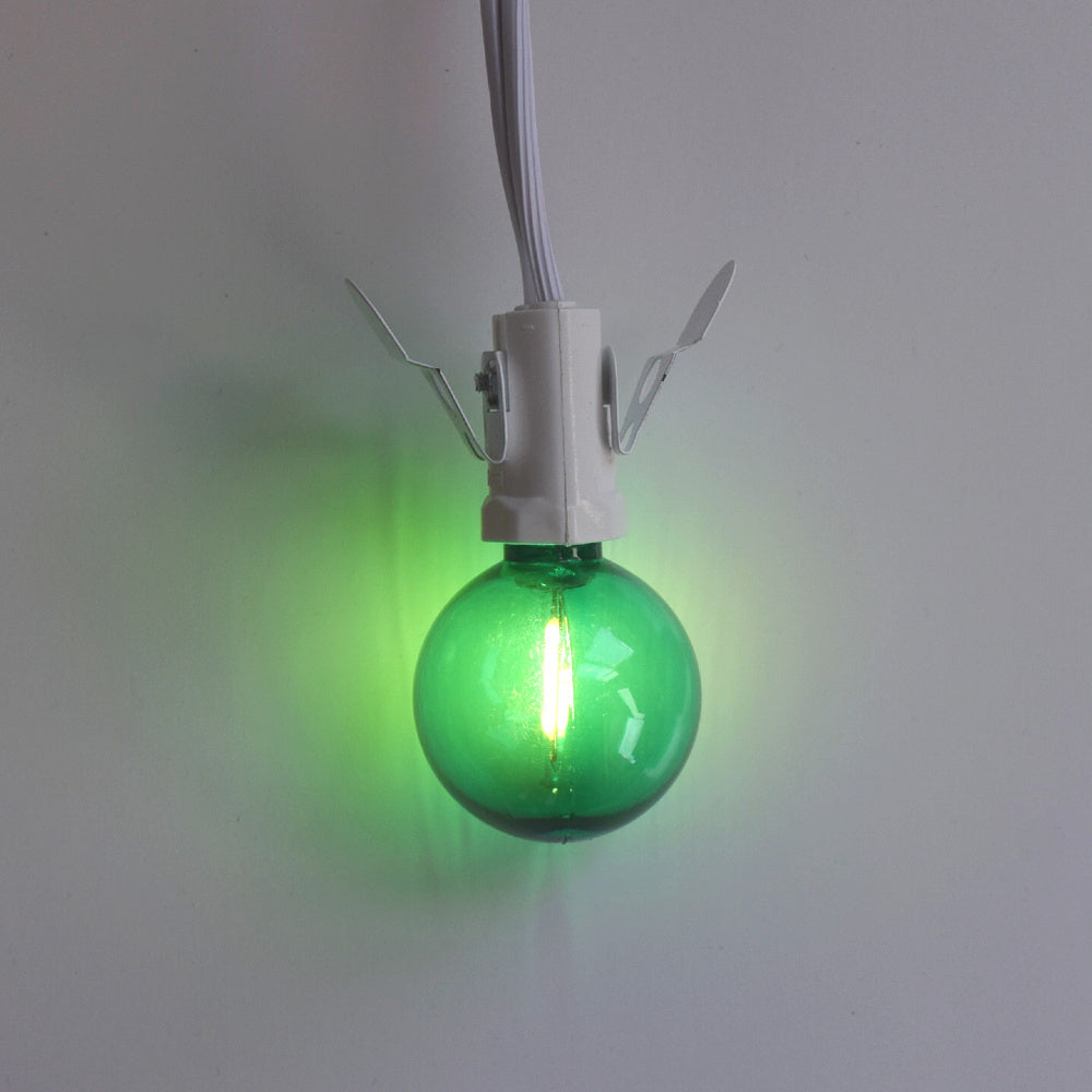 Green LED Filament G40 Globe Shatterproof Energy Saving Color Light Bulb, Dimmable, 1W,  E12 Candelabra Base