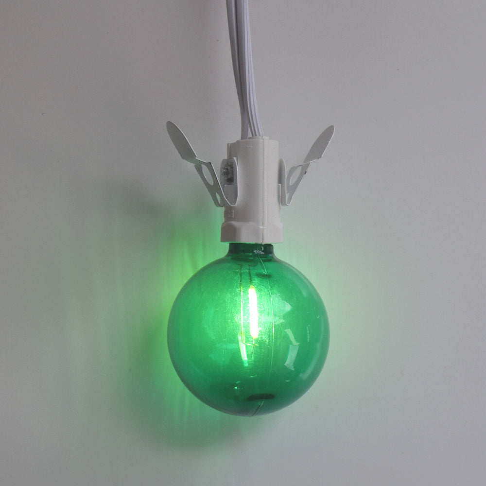 G50 Outdoor String Lights with Clear Bulbs and Green Wire