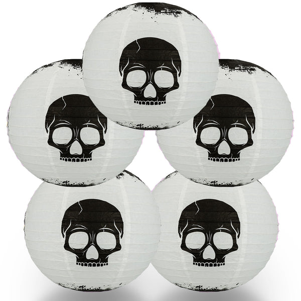 5 PACK | 14 Inch Halloween Skull Skeleton Face Paper Lantern, Hanging ...