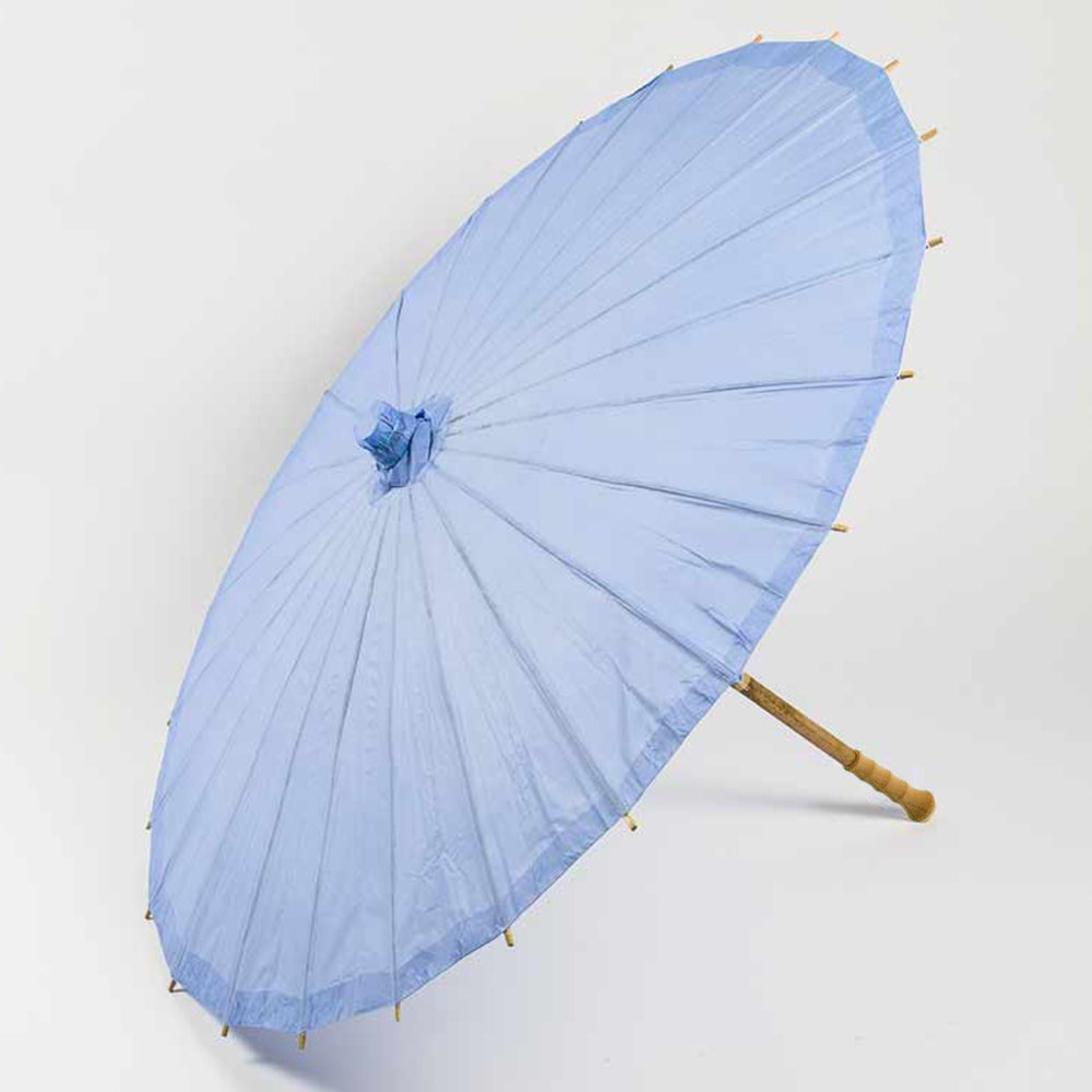 BULK PACK (10-Pack) 32" Serenity Blue Paper Parasol Umbrella for Weddings and Parties with Elegant Handle