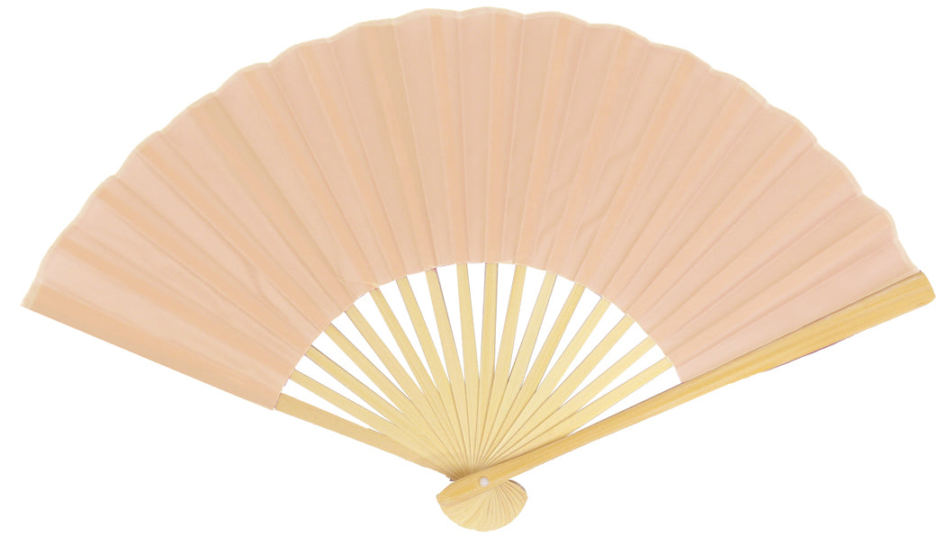 Quasimoon 9 Nude Silk Hand Fans for Weddings (10 Pack)